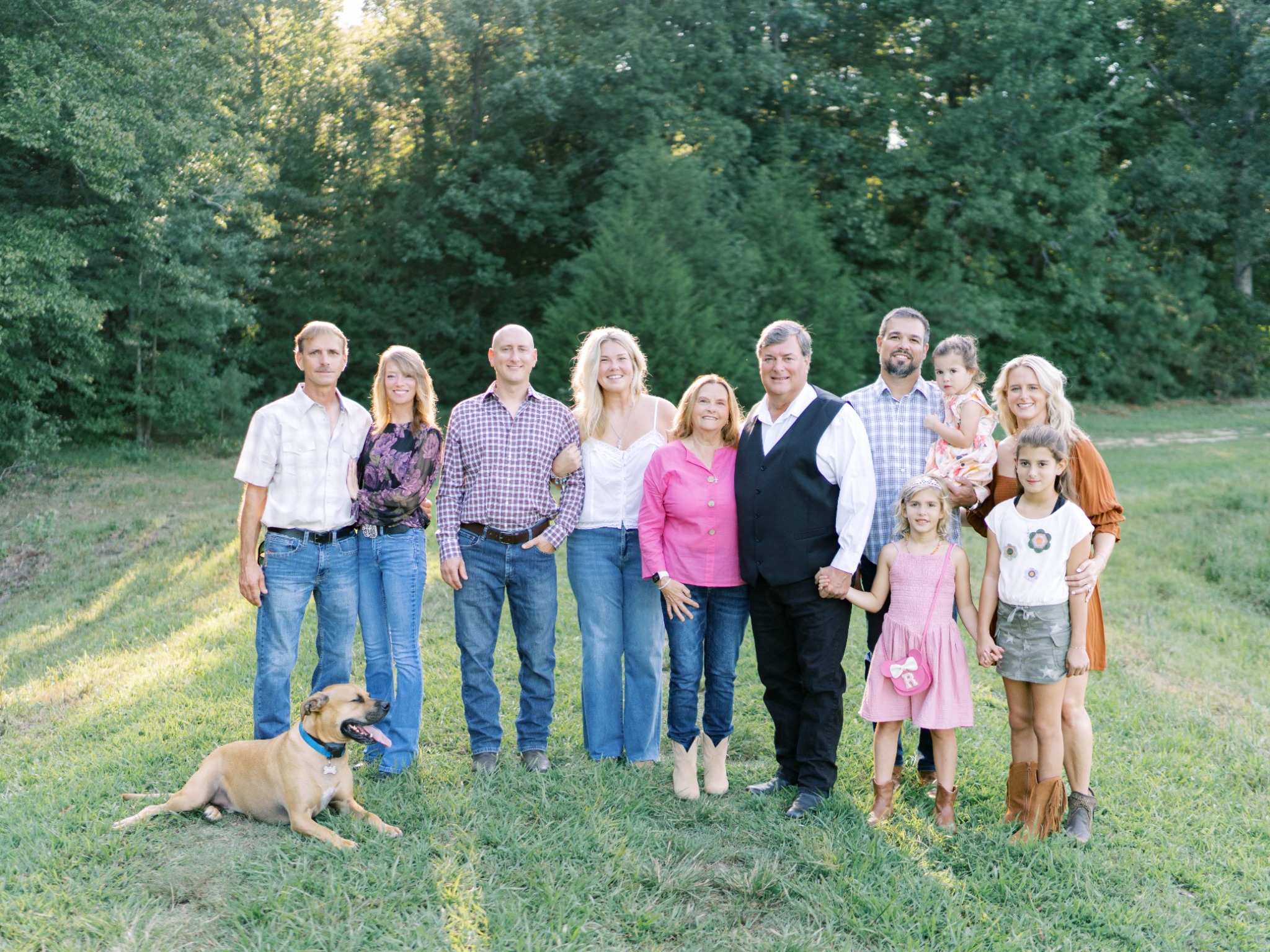 The Engel family gathered together outdoors